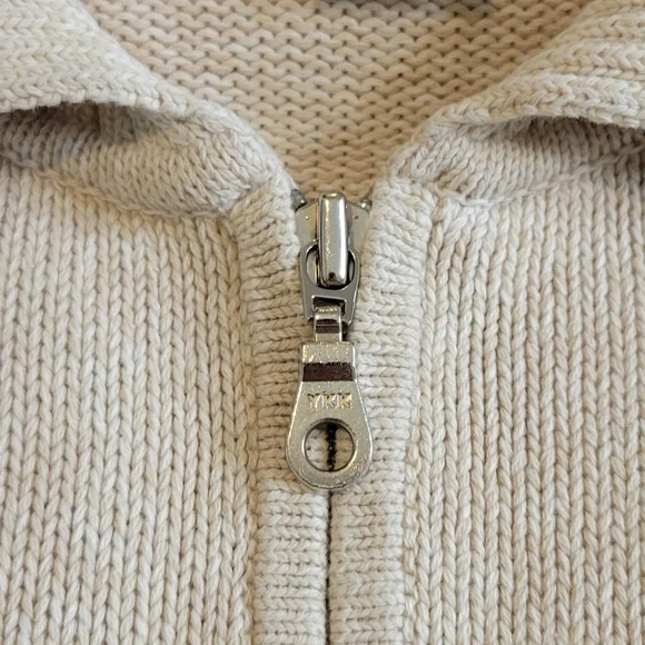 Yarnworks Cream Heathered Zip-Up Cardigan Sweater Size L - Picture 8 of 8
